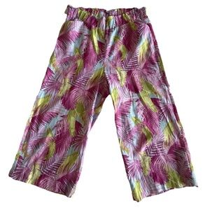 Land 'n Sea Pants Womens M Multicolor Linen Rayon Capri Crop Tropical Vacation